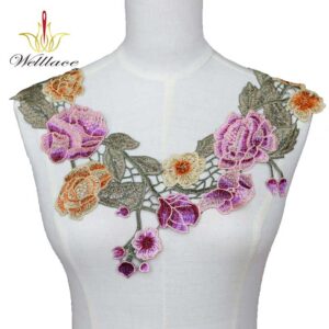 Colorful Embroidered Neckline Applique for Abaya and Kaftan Decoration ETN3008