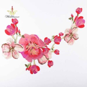 Soft Pink Floral Embroidery Applique Patch for Fashion Garments ETPM2005