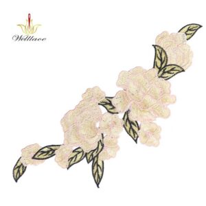 Ivory Floral Water-Soluble Embroidery Patch for Dress and Blouse Decoration ETPM2007