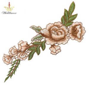 Vintage Beige Rose Embroidered Applique Patch for Garment Panels ETPM2009