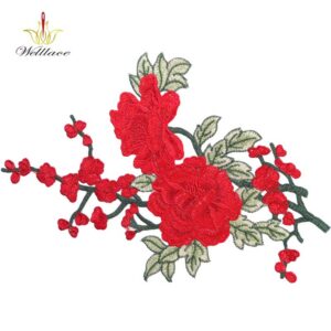Bold Red Floral Embroidery Patch for Dresses and Fashion Tops ETPM2011