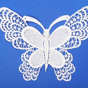 White Butterfly Embroidered Patch Applique for Women’s Jeans and Fashion Tops ETPS10021