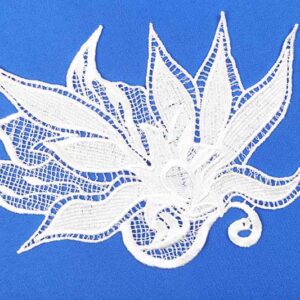 White Leaf-Shaped Water-Soluble Embroidered Applique for Denim and Garment Patches ETPS10022