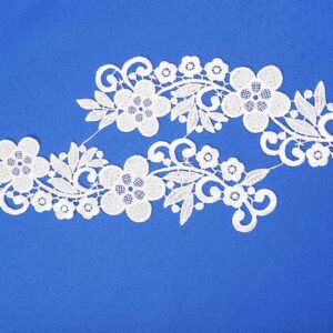 White Floral Water-Soluble Embroidered Patch Pair for Jeans and Apparel Decoration ETPS10031