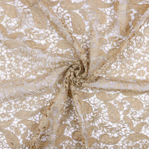 Luxury Gold Water-Soluble Embroidered Guipure Lace Fabric GT004