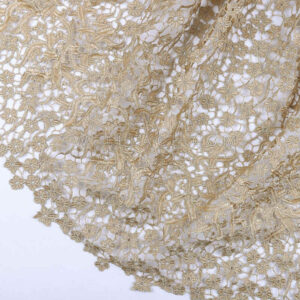 Metallic-Fleck Polyester Water-Soluble Guipure Lace Fabric GT005