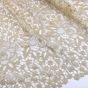 Decorative Metallic-Accent Water-Soluble Lace Fabric GT007