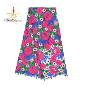 Bright Multicolor Floral Water-Soluble Lace Fabric for Dresses SC10004