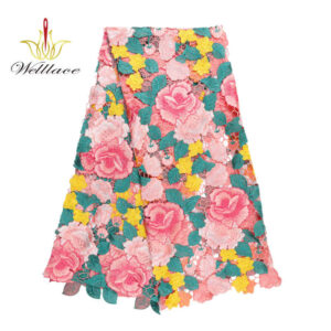 Colorful Rose Pattern Water-Soluble Guipure Lace Fabric SC10005