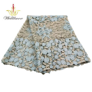 Blue-Tone Two-Color Water-Soluble Guipure Lace Fabric SC10009