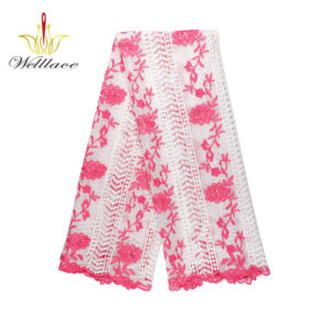 Pink Floral Border Water-Soluble Guipure Lace Fabric SC10031