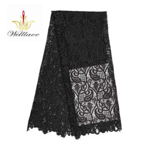 Dyed Glossy Polyester Floral Guipure Lace Fabric SP1034