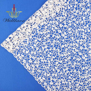 Glossy White Daisy Allover Guipure Lace Fabric SW1006