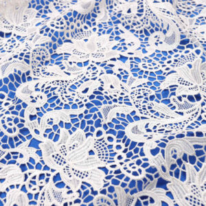 Glossy White Leafy Floral Guipure Lace Fabric SW1011