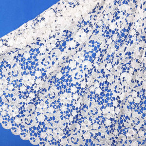 White Small Floral Openwork Guipure Lace Fabric SW1015