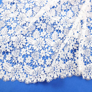 White Floral Grid Guipure Lace Fabric SW1019