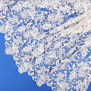 White Floral Border Water-Soluble Guipure Lace Fabric SW1020