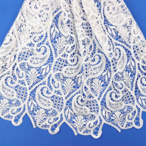 White Wave Scroll Guipure Lace Fabric SW1036