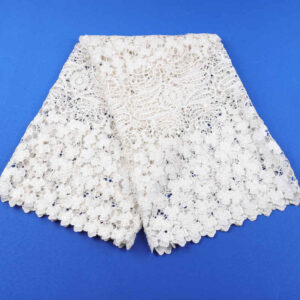 Half-Width White Vertical Stripe Guipure Lace Fabric SW1039