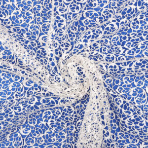 White Scroll Floral Water-Soluble Guipure Lace Fabric SW1046