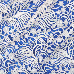 White Leafy Allover Guipure Lace Fabric SW1047