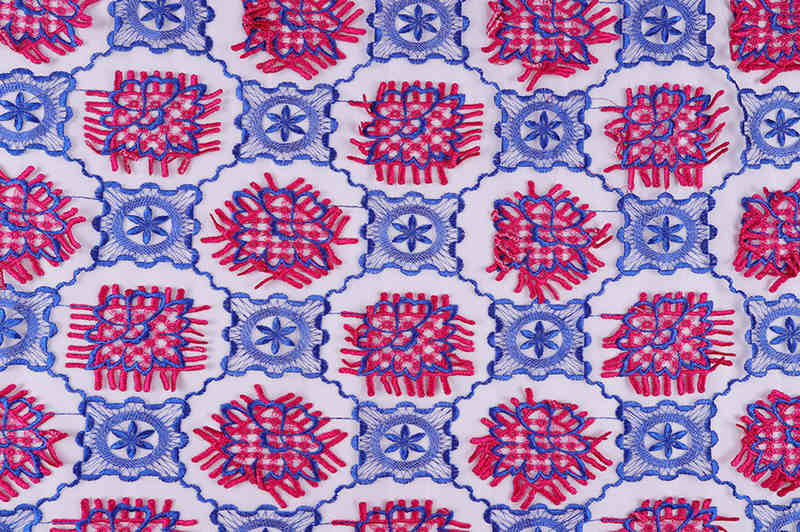 Geometric Floral Embroidered Mesh Lace Fabric with 3D Edge Effect TB1059 - Image 6