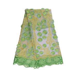 Soft Green 3D Floral Embroidered Mesh Lace Fabric TB1077