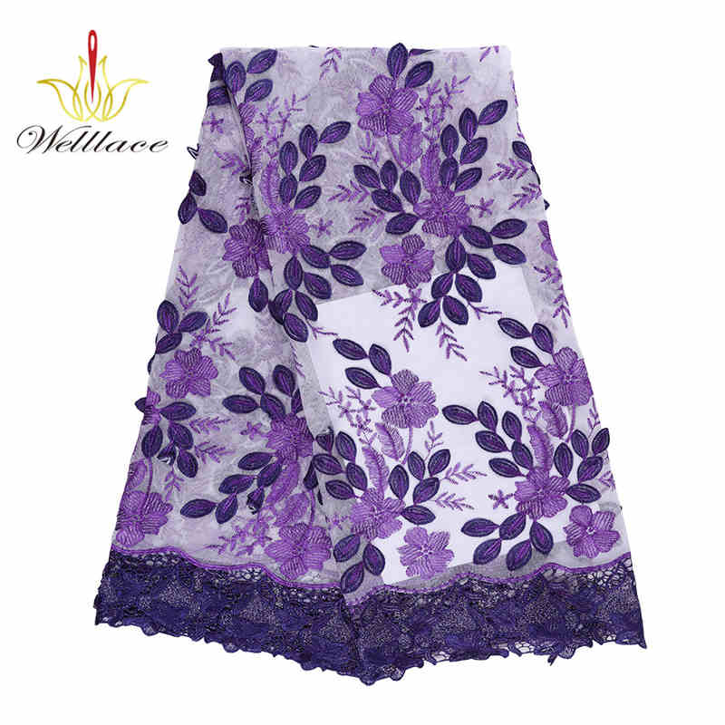 Yellow-Green Dimensional Floral Tulle Lace Fabric TB1098 - Image 2
