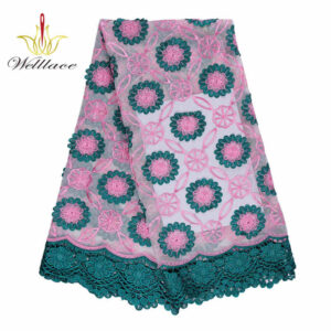 Circular Floral 3D Embroidered Mesh Lace Fabric TB1118