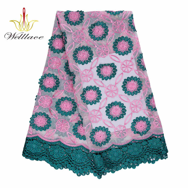 Circular Floral 3D Embroidered Mesh Lace Fabric TB1118