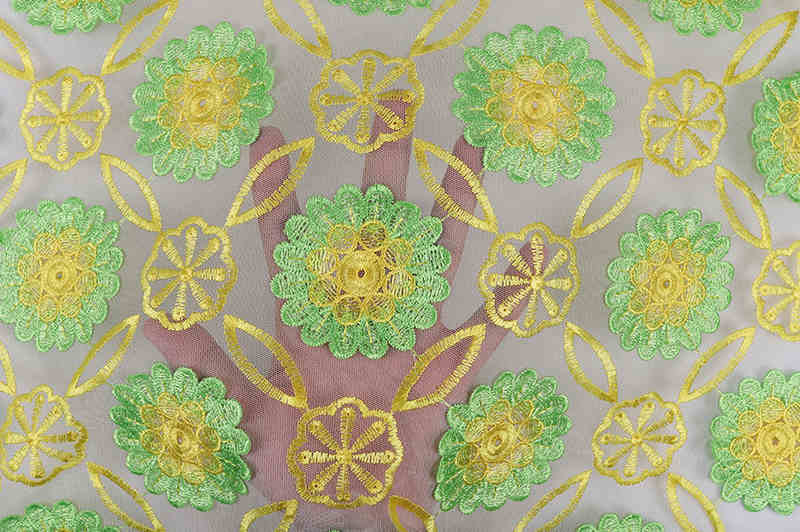 Circular Floral 3D Embroidered Mesh Lace Fabric TB1118 - Image 6