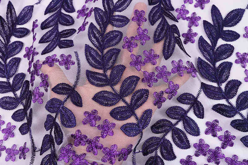 Green Leaf Embroidered Tulle Lace Fabric for African Fashion TB1163 - Image 5