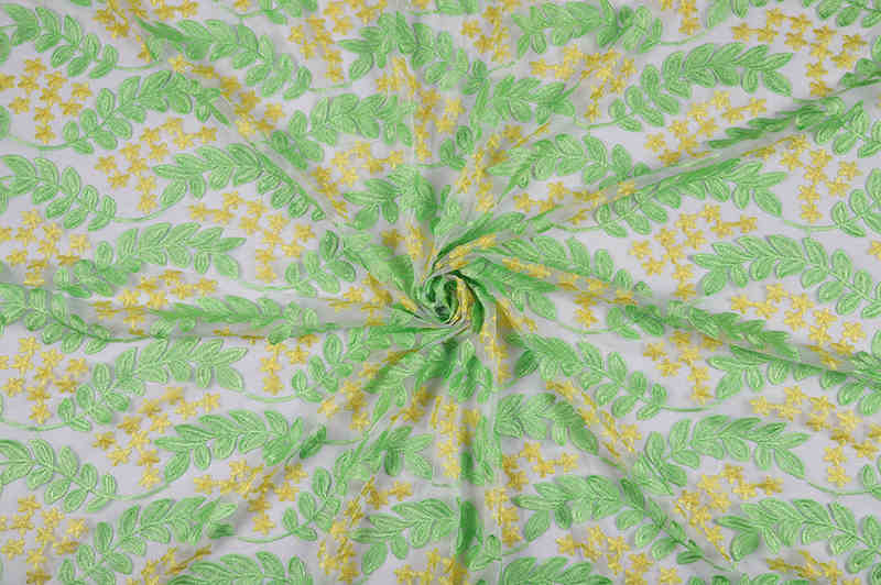 Green Leaf Embroidered Tulle Lace Fabric for African Fashion TB1163 - Image 6