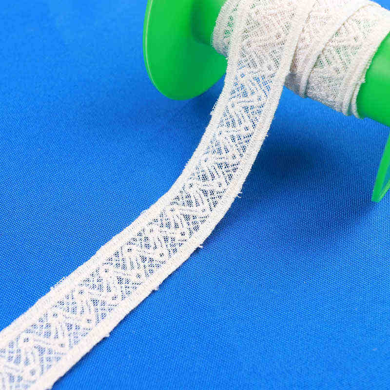 Schiffli Embroidered Cotton Lace Trim on Nylon Mesh TRC1006