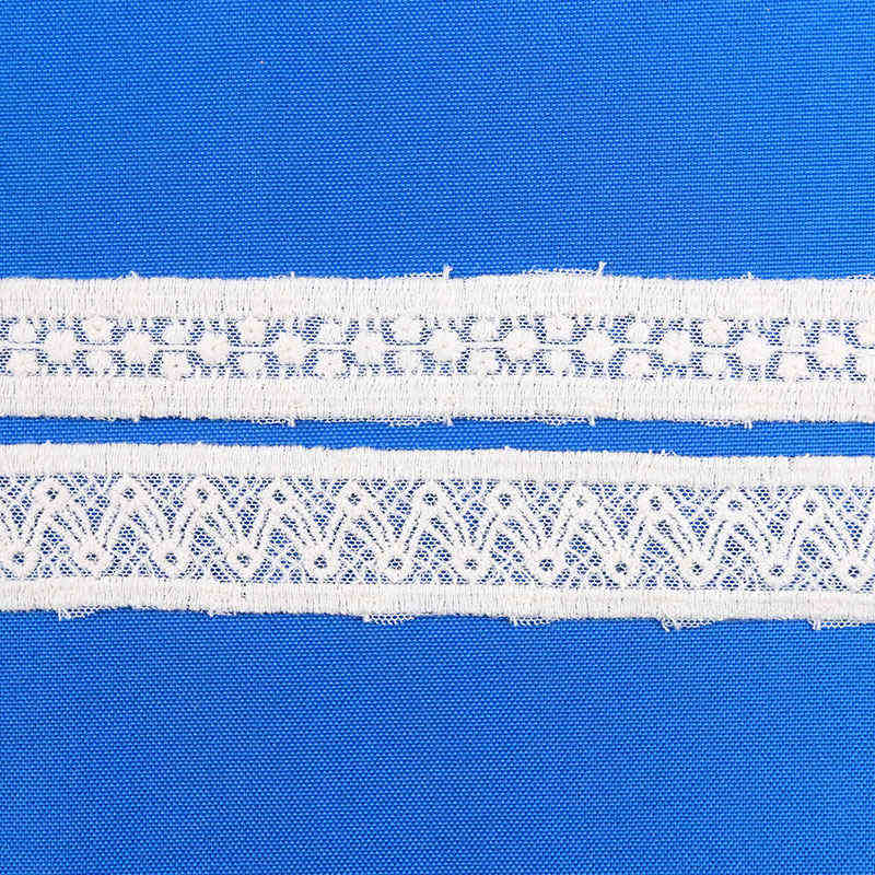 Schiffli Embroidered Cotton Lace Trim on Nylon Mesh TRC1006 - Image 2