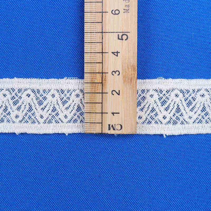 Schiffli Embroidered Cotton Lace Trim on Nylon Mesh TRC1006 - Image 4