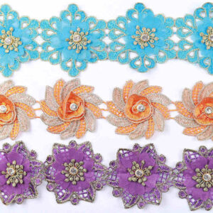 Embellished Water-Soluble Embroidered Lace Trim Collection TRG01
