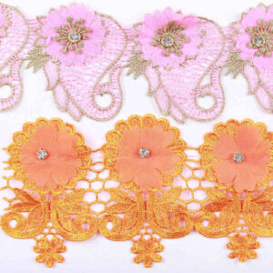 Embellished Water-Soluble Embroidered Lace Trim Collection TRG03