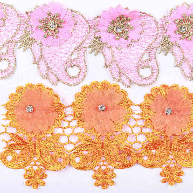 Embellished Water-Soluble Embroidered Lace Trim Collection TRG03