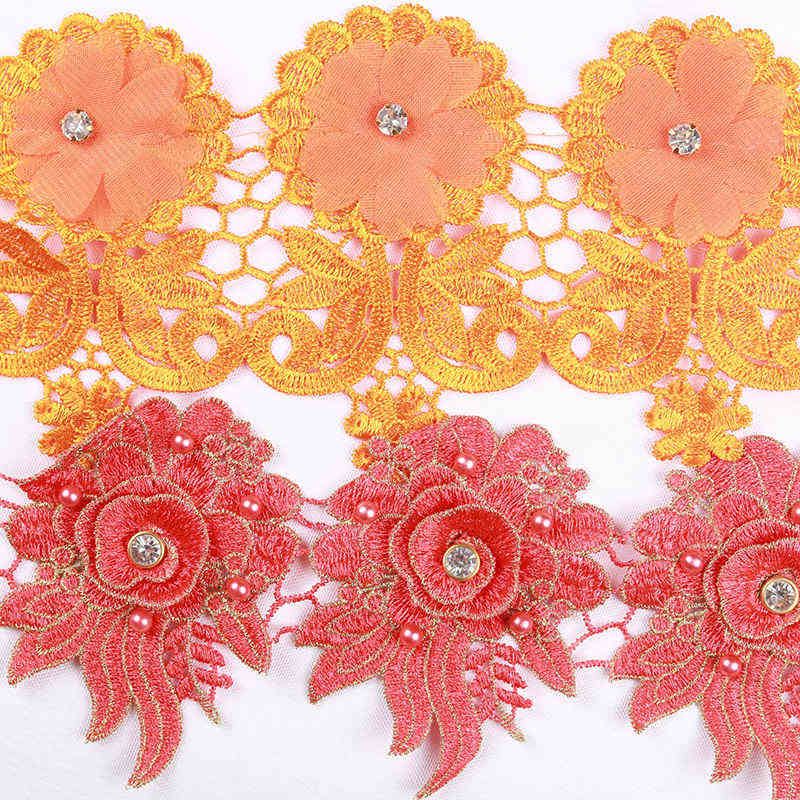Embellished Water-Soluble Embroidered Lace Trim Collection TRG07
