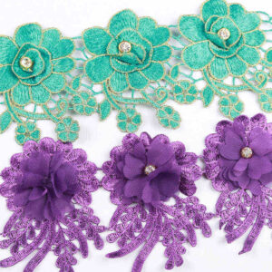 Embellished Water-Soluble Embroidered Lace Trim Collection TRG08