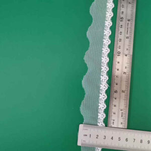 Cotton Embroidered Mesh Lace Trim with Floral Edge Detail TRLM-1