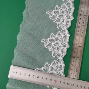 White Cotton Thread Lace Trim for Wide Floral Edge Garment Decoration TRLM-14