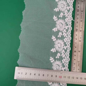 Cotton Embroidered Mesh Lace Trim with Hemline Border Detail TRLM-21