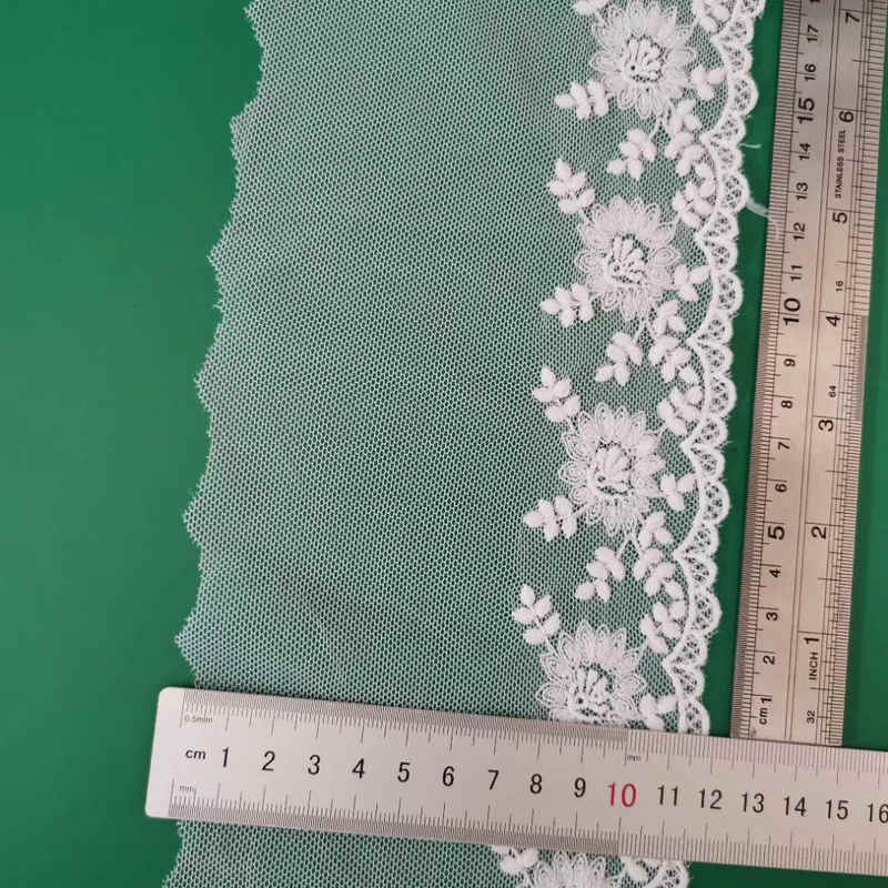Cotton Embroidered Mesh Lace Trim with Hemline Border Detail TRLM-21