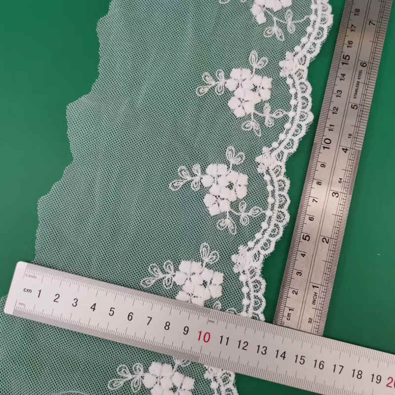 Cotton Embroidered Mesh Lace Trim with Border Lace Detail Detail TRLM-33