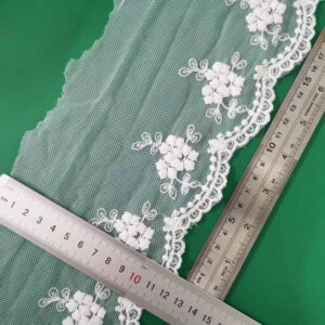 Cotton Embroidered Mesh Lace Trim with Mesh Embroidery Detail TRLM-41