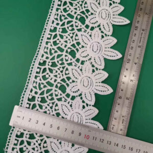 White Embroidered Dense Embroidery Trim for Apparel Edging TRLM1119