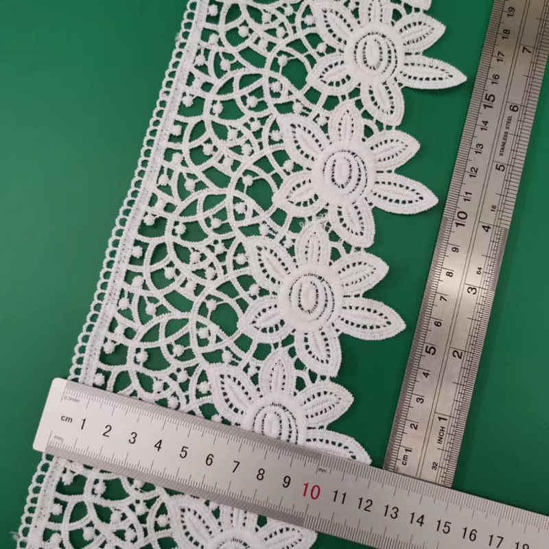 White Embroidered Dense Embroidery Trim for Apparel Edging TRLM1119