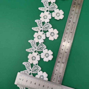 Soft Matte Petal Border Embroidered Lace Trim TRLM1121